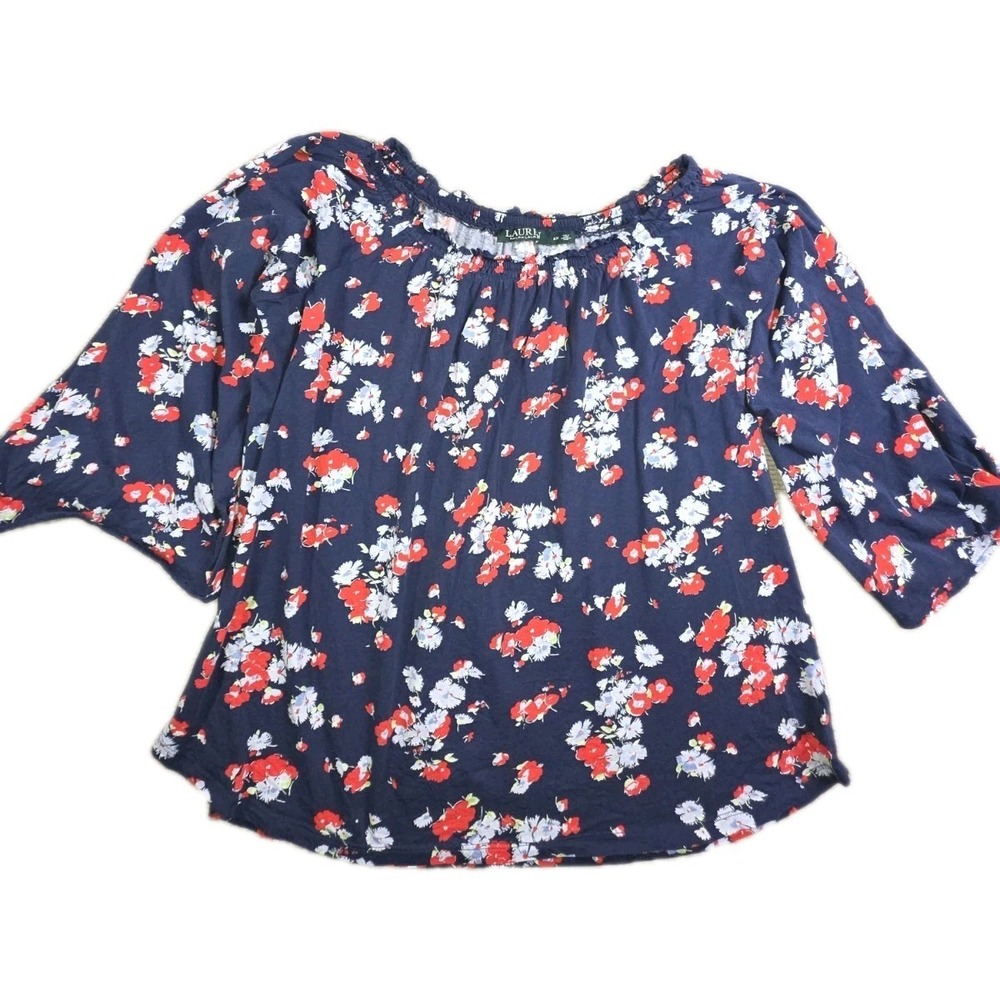 Lauren Ralph Lauren Floral Jersey Knit On Off Shoulder Tie Sleeve Plus Size 2XL
